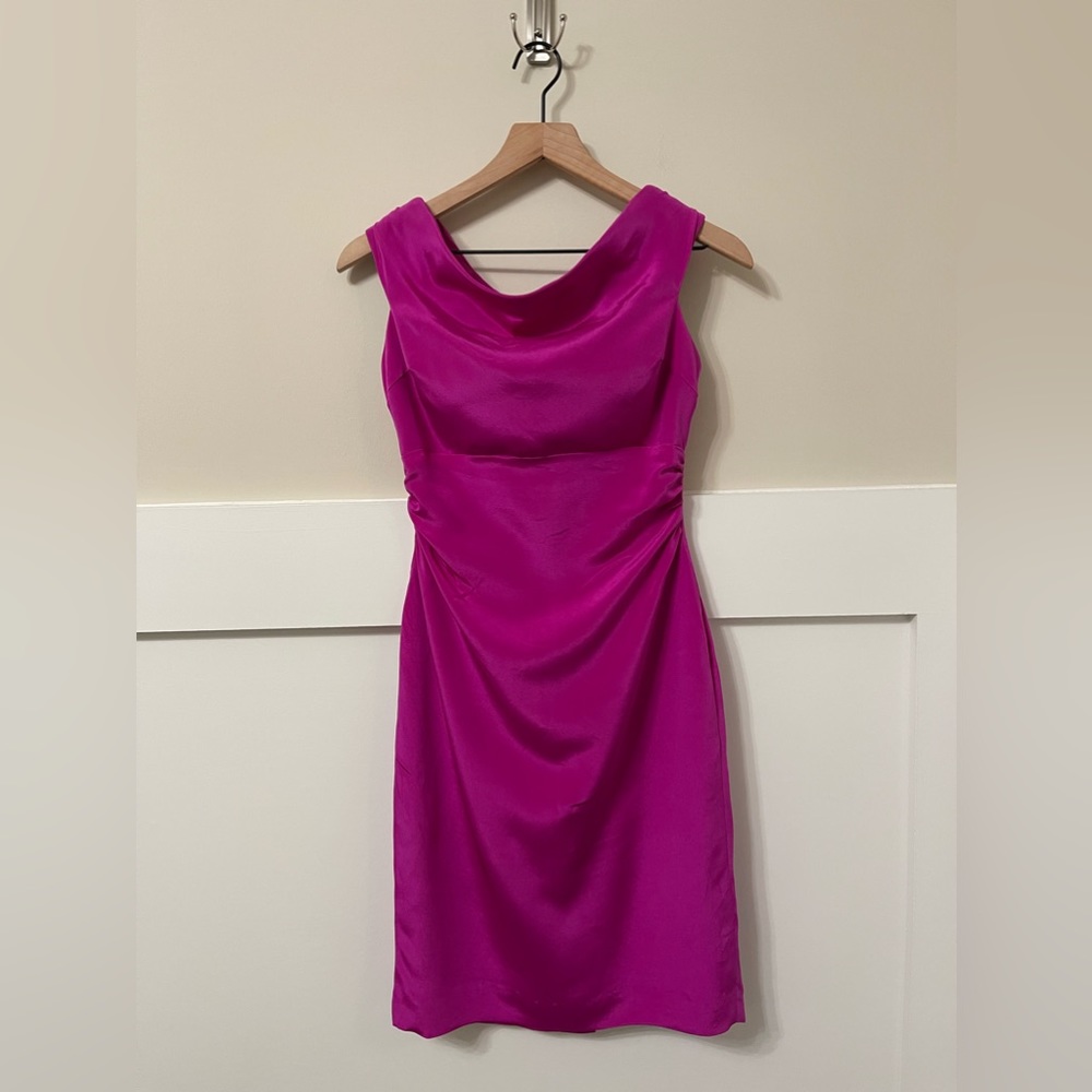 Kay Unger New York Silk Raspberry Pink Dress Size 6 - Picture 3 of 9